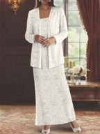 Chiffon-Kleider für die Mutter der Braut mit Pailletten und Jacke 