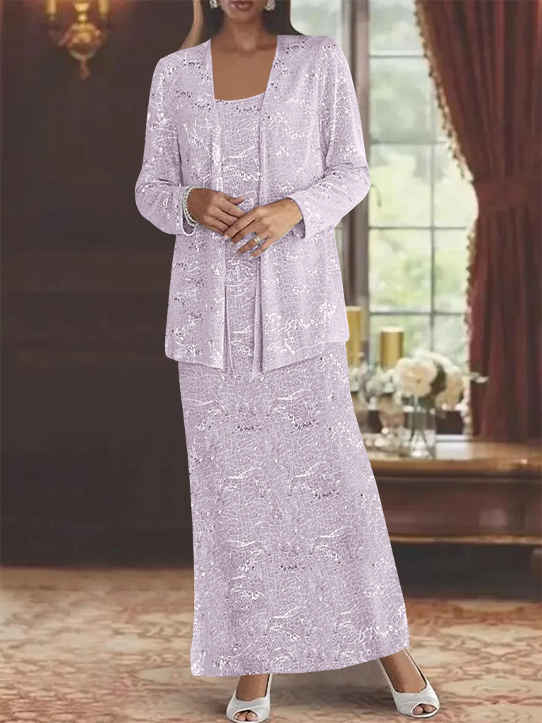 Chiffon-Kleider für die Mutter der Braut mit Pailletten und Jacke 