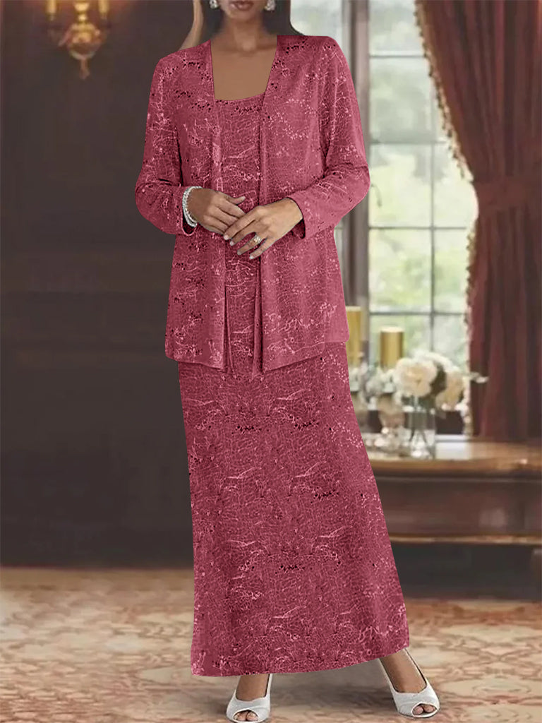 Chiffon-Kleider für die Mutter der Braut mit Pailletten und Jacke 