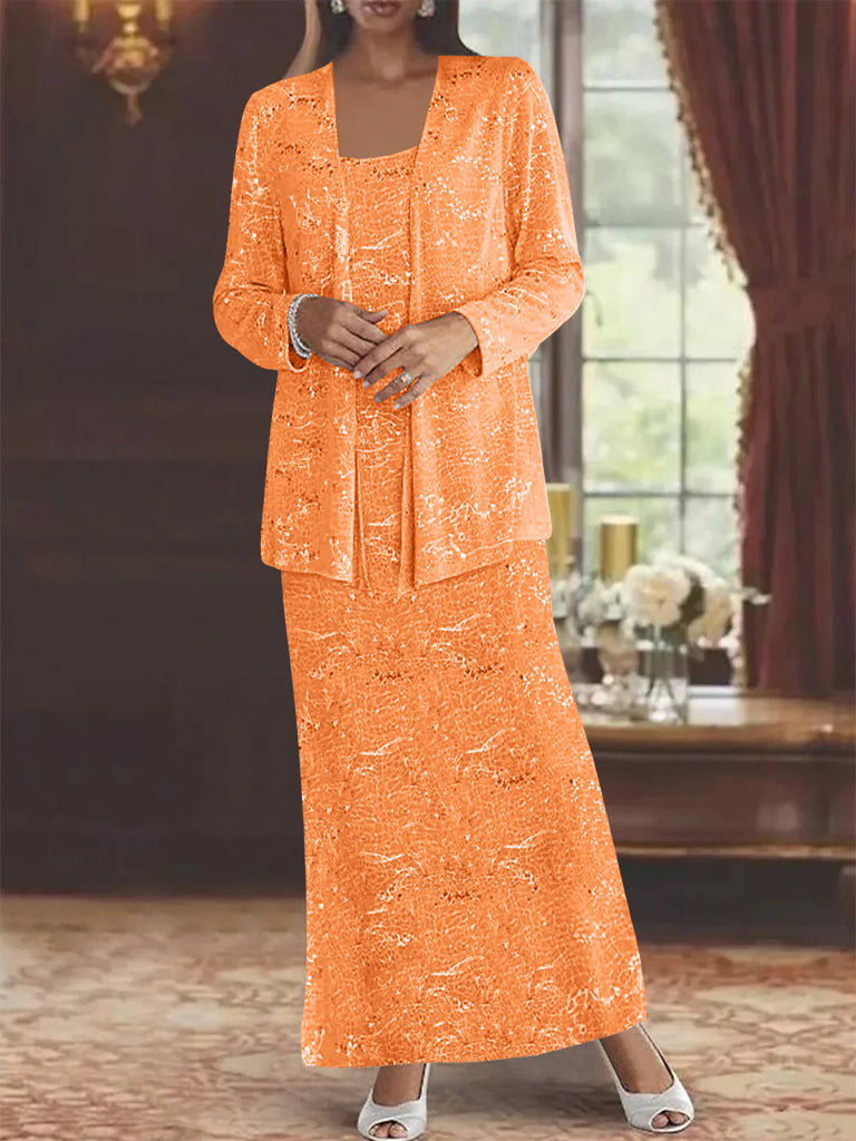 Vestidos de gasa para madre de la novia con lentejuelas y chaqueta 
