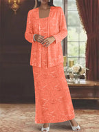 Chiffon-Kleider für die Mutter der Braut mit Pailletten und Jacke 