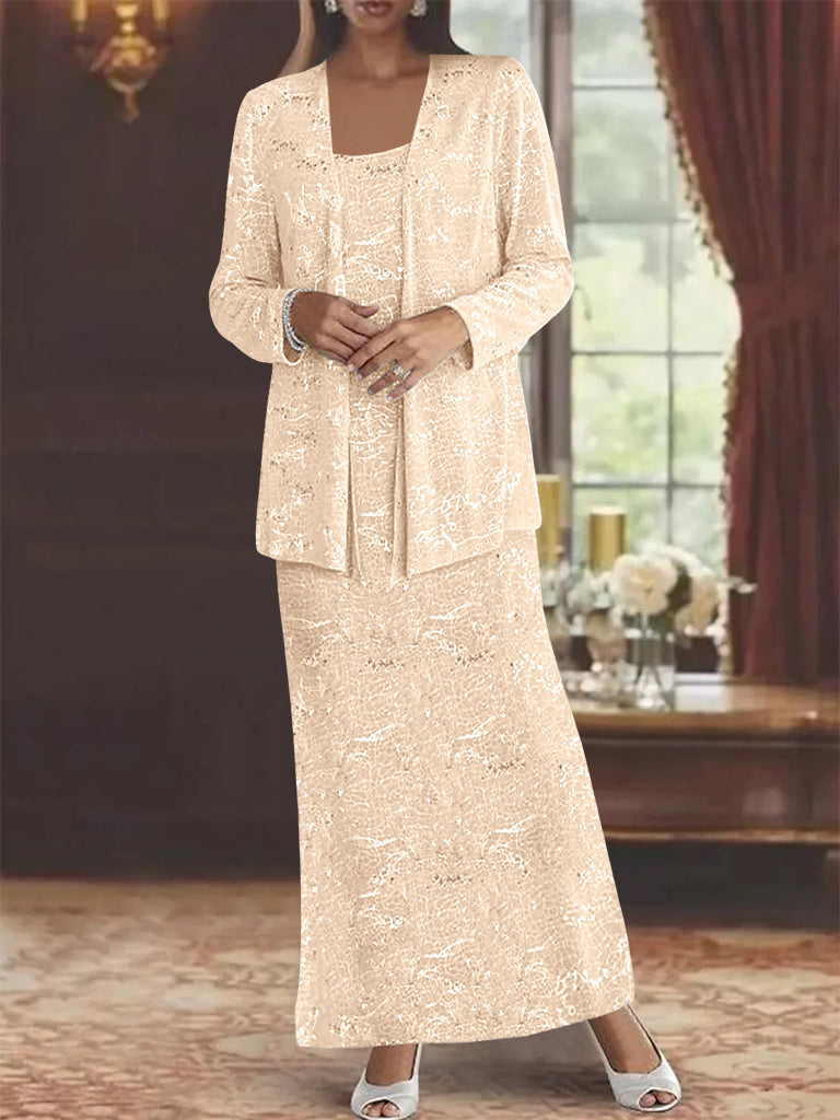 Vestidos de gasa para madre de la novia con lentejuelas y chaqueta 