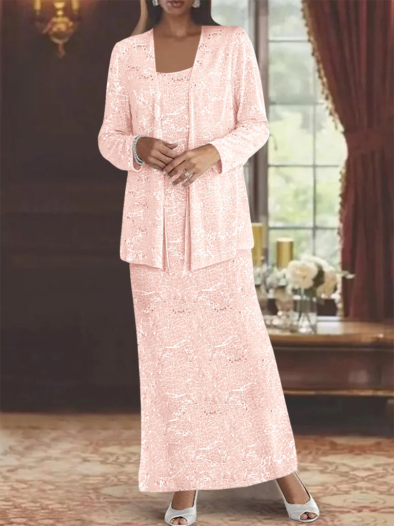 Chiffon-Kleider für die Mutter der Braut mit Pailletten und Jacke 