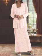 Chiffon-Kleider für die Mutter der Braut mit Pailletten und Jacke 