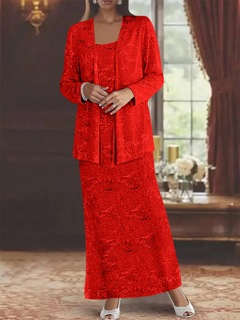 Vestidos de gasa para madre de la novia con lentejuelas y chaqueta 