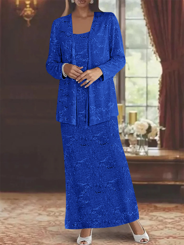 Chiffon-Kleider für die Mutter der Braut mit Pailletten und Jacke 