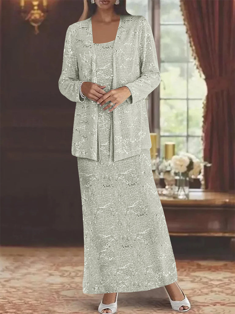 Chiffon-Kleider für die Mutter der Braut mit Pailletten und Jacke 