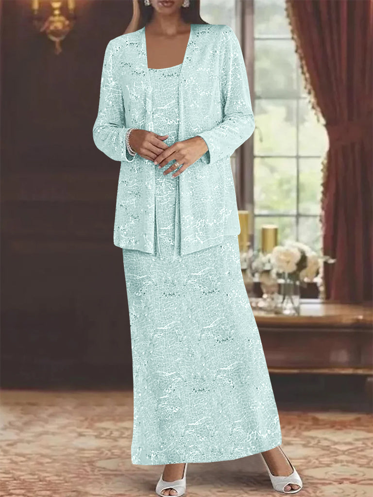 Chiffon-Kleider für die Mutter der Braut mit Pailletten und Jacke 
