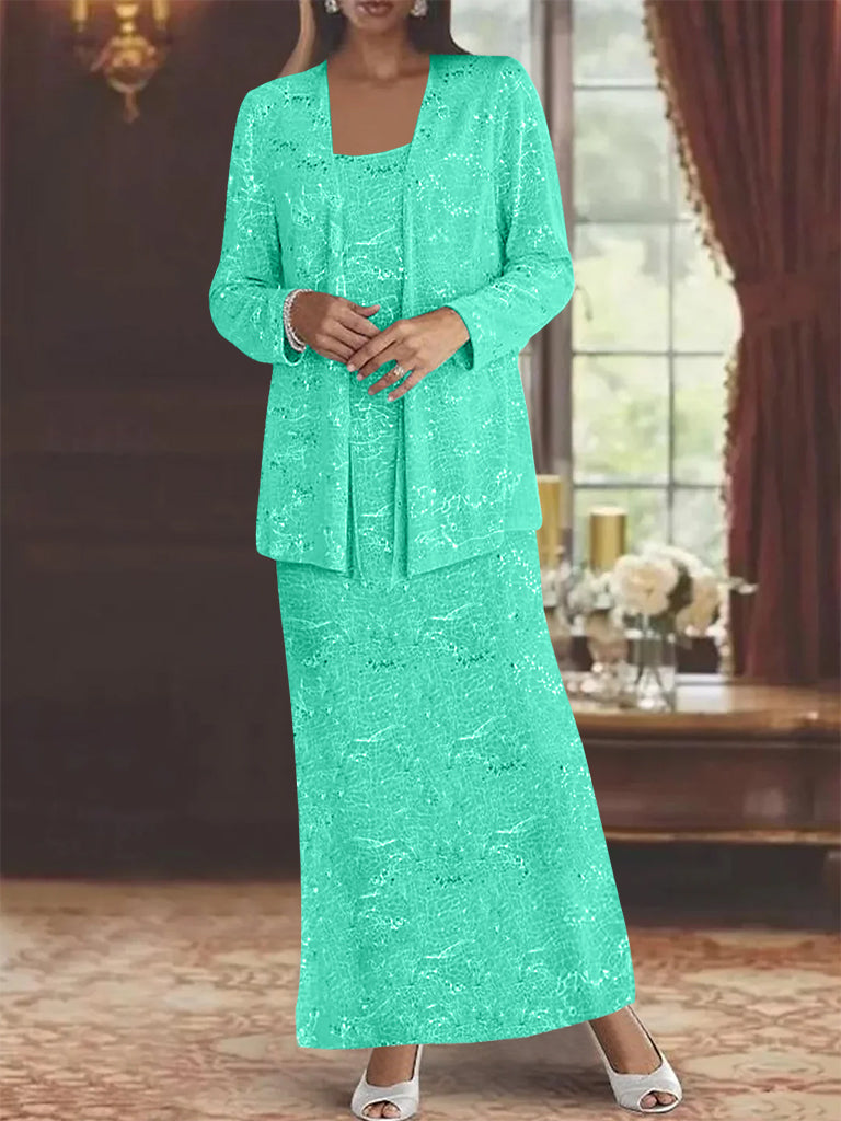 Chiffon-Kleider für die Mutter der Braut mit Pailletten und Jacke 