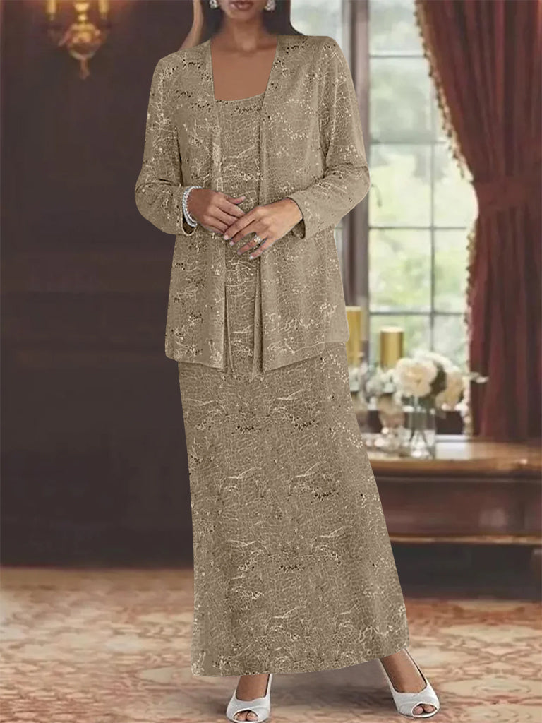 Chiffon-Kleider für die Mutter der Braut mit Pailletten und Jacke 