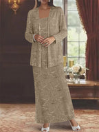 Chiffon-Kleider für die Mutter der Braut mit Pailletten und Jacke 