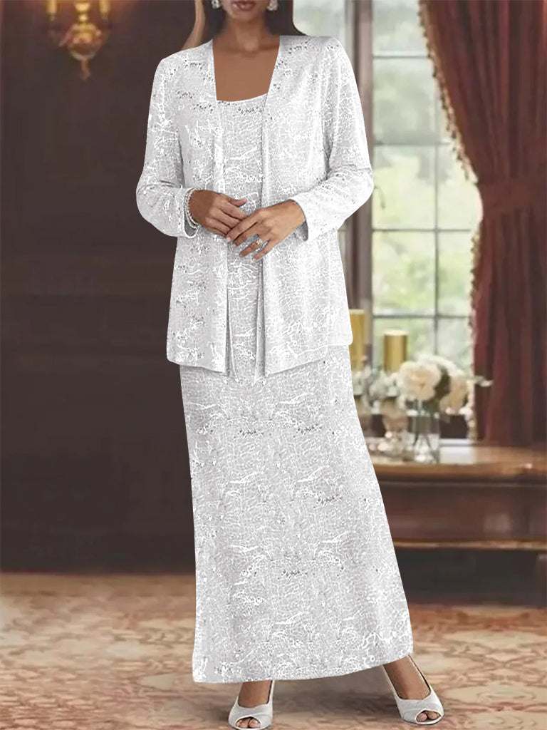 Chiffon-Kleider für die Mutter der Braut mit Pailletten und Jacke 