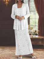 Chiffon-Kleider für die Mutter der Braut mit Pailletten und Jacke 