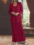 Chiffon-Kleider für die Mutter der Braut mit Pailletten und Jacke 