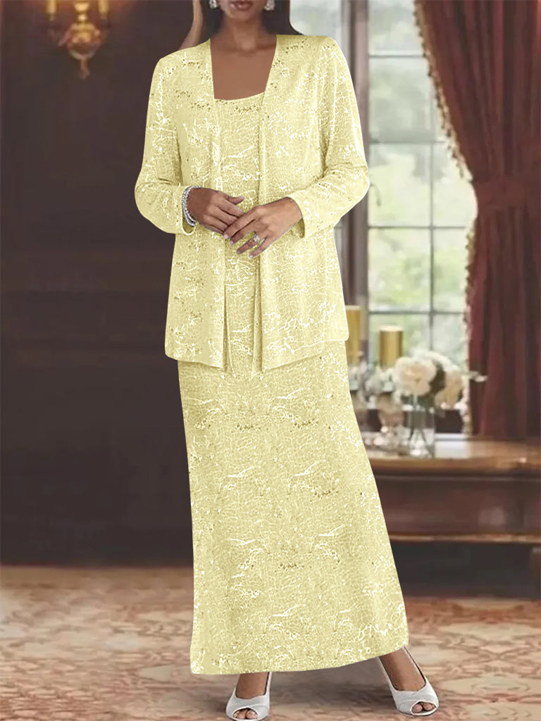 Chiffon-Kleider für die Mutter der Braut mit Pailletten und Jacke 