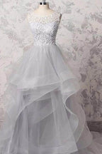 Lace Grey Organza Mutilayered Quiceanera Dress Ballgowns