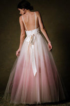Chic A-line Floor-length Ombre Spaghetti Straps Long Prom Dress