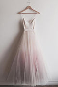Chic A-line Floor-length Ombre Spaghetti Straps Long Prom Dress