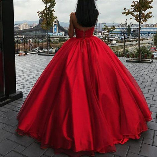 Sweetheart Lace-up Ball Gown Floor-length Long Big Prom Dress