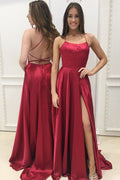 Simple A-Line Spaghetti Straps Hunter Cheap Prom Dress/Evening Dress