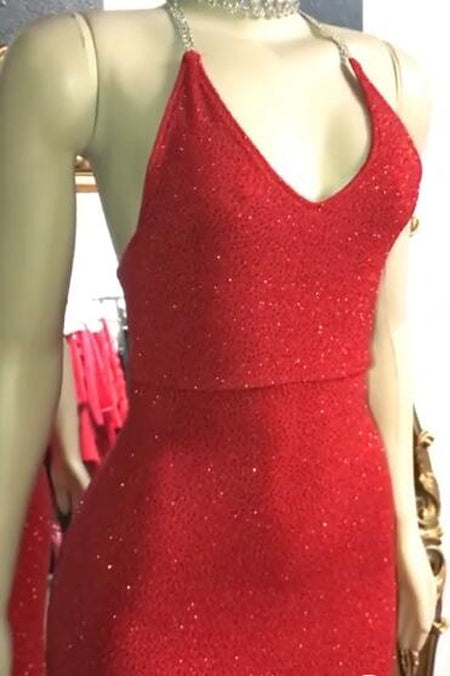 Gorgeous Glitter Sequins Prom Dresses Mermaid Halter Evening Gowns