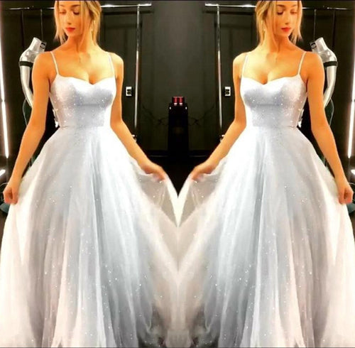 Glitzerndes A-Linien-Rückenfreies Bodenlanges Abschlussballkleid