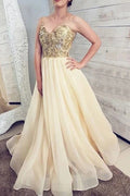Gorgeous Ball Gown V-neck Spaghetti Straps Daffodil Organza Long Prom Dresses,Lace Gown Dresses