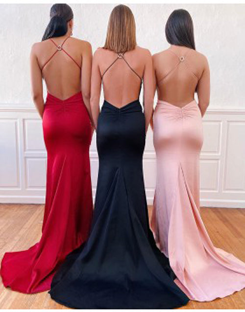 Elegant Mermaid V-neck Open Back Long Prom Dresses Under Evening Dresses