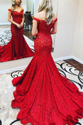 Lace Prom Dresses Mermaid Off the Shoulder Long Formal Evening Gowns