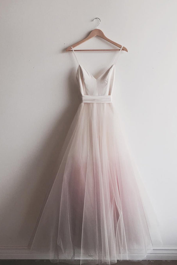 Vestidos de Noche Largos con Tirantes Delgados y Corte en A en Degradado