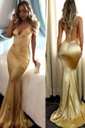 Mermaid Prom Dresses Short Train Spaghetti Straps Long Prom Dress