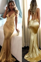 Mermaid Prom Dresses Short Train Spaghetti Straps Long Prom Dress
