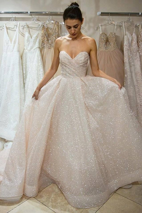 Schöne Ballkleider Sweetheart Lange Glitzernde Ballkleid Charmantes Abendkleid