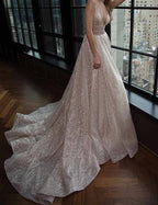 Sencillos vestidos de fiesta escote en V, plateado organza, vestido largo de fiesta/noche