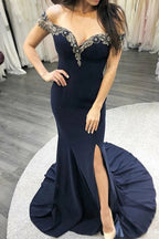 Mermaid  Long Prom Evening Dresses Appliques Off the Shoulder