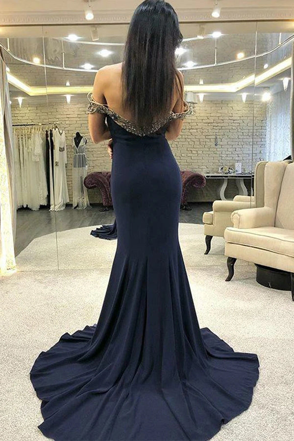 Mermaid  Long Prom Evening Dresses Appliques Off the Shoulder