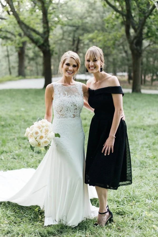 Gorgeous Round Neck Sleeveless Sweep Train Mermaid Lace Wedding Dress