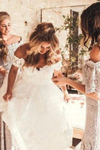 Lace Wedding Dresses Off the Shoulder Beach Wedding Dresses