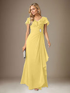 Vestido de gasa fruncido con escote en V y corte A de Stormy 