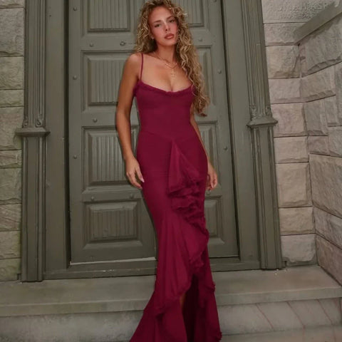 Vestido de vacaciones con volantes irregulares Mingmingxi