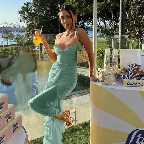 Vestido de vacaciones con volantes irregulares Mingmingxi