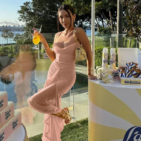 Vestido de vacaciones con volantes irregulares Mingmingxi
