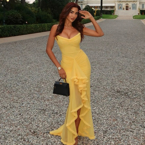 Vestido de vacaciones con volantes irregulares Mingmingxi