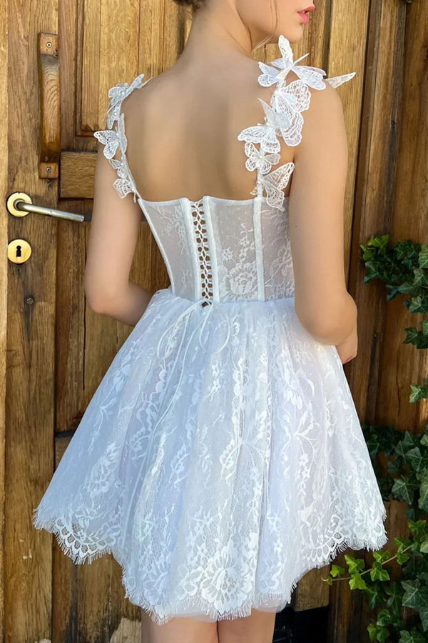 Minivestido de bienvenida, vestido de encaje corto de fiesta de graduación