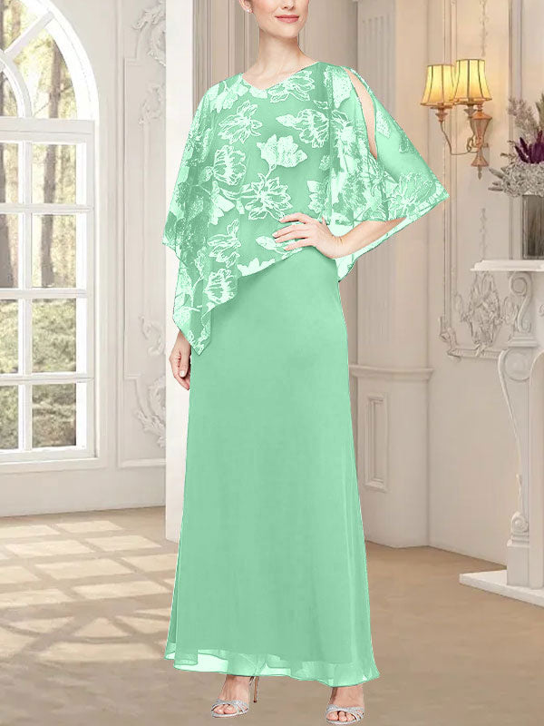 Langes Glitzer-Mesh-Kleid mit neuartigem asymmetrischem Überwurf-Oberteil 