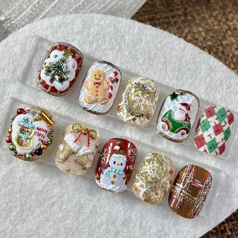 Hot SaleChristmas Nail CollectionHandmade Artificial Gel Nail Press-On Nails