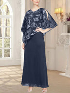 Langes Glitzer-Mesh-Kleid mit neuartigem asymmetrischem Überwurf-Oberteil 