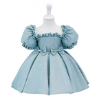 Kommunionkleid für Kleinkinder, Mädchen, Sommerkleid, Prinzessinnenkleid mit Schleife und Puffärmeln 