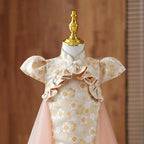 Vestido de niña de las flores, vestido formal para desfile, comunión, vestido de princesa con estampado retro 