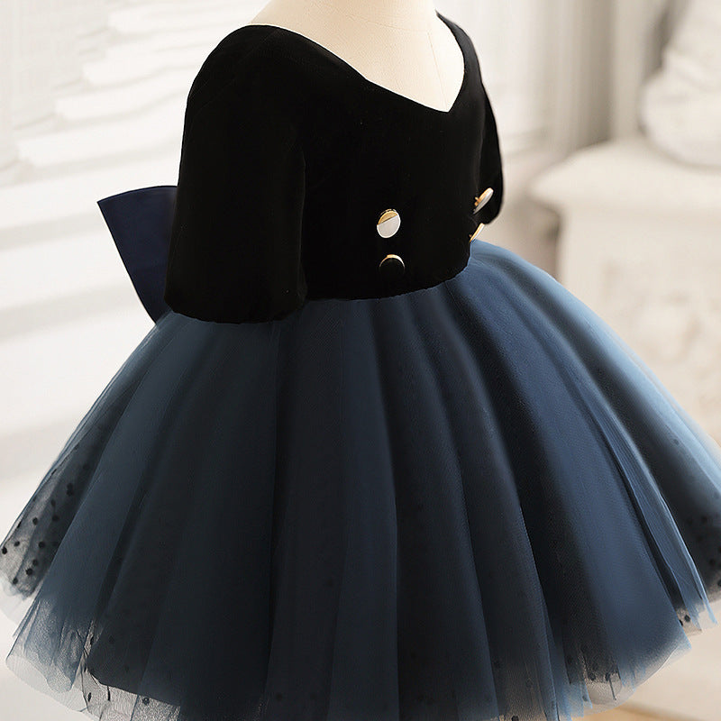 Kommunionkleid für Mädchen, elegantes schwarzes Sommerkleid für Mädchen, festlicher Anlass, Prinzessinnenkleid 
